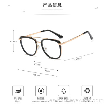 Las nuevas y cómodas lentes ópticas de montura grande TR90, montura redonda, patas de metal, gafas anti luz azul se pueden equipar con gafas para miopía